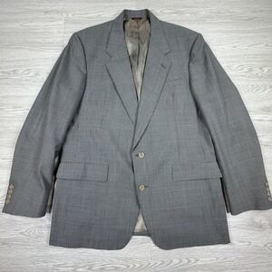 Hart Schaffner & Marx Mens Blazer Viracle Grey Micro Check 44L Two Button Vtg